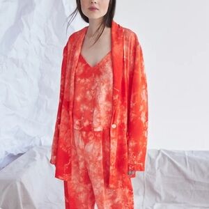 New Raquel Allegra Single Button Blazer Jacket Tie Dye Bright Colorful Designer